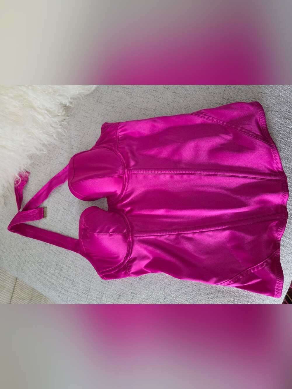 La SENZA Fuchsia Satin Corset Top